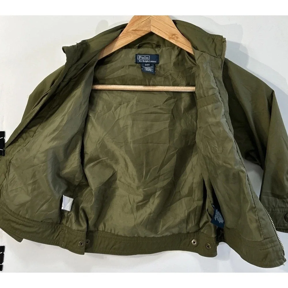 Boys Polo Ralph Lauren Harrington Jacket Full Zip Sz 3/3T Hooded Windbreaker